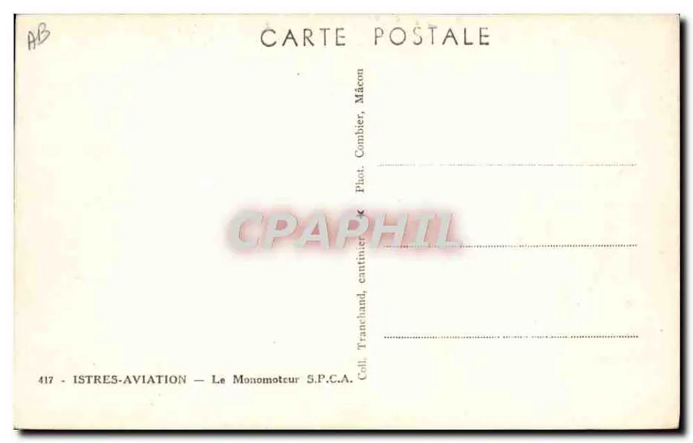 Avión monomotor F-AKFI — Istres-Aviation — S.P.C.A. — n°417 - Reverso