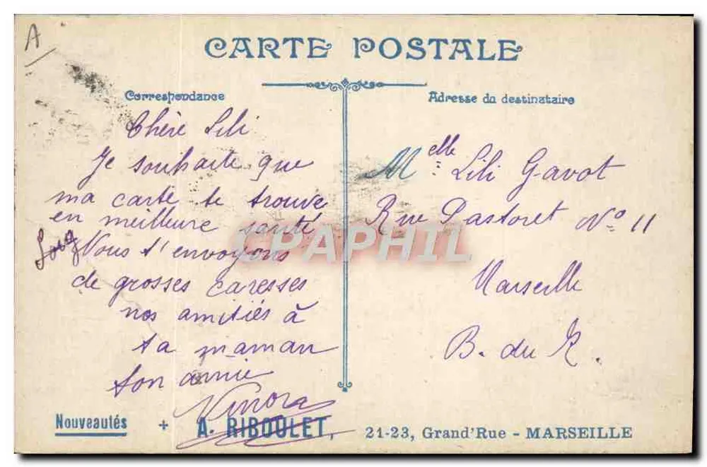 Paris — Dirigível militar sobre a cidade — A. Riboulet, n° 3455 - Verso