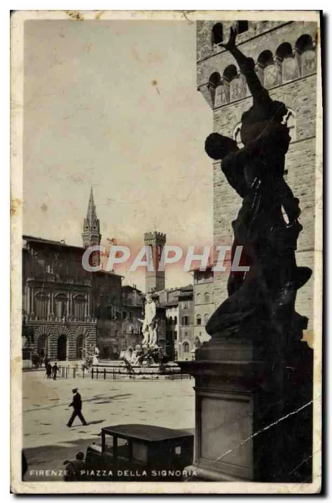 Florence - Piazza della Signoria — statue de David et éditeur Casa Editrice P. Ciufi & Figli Torino - Frente