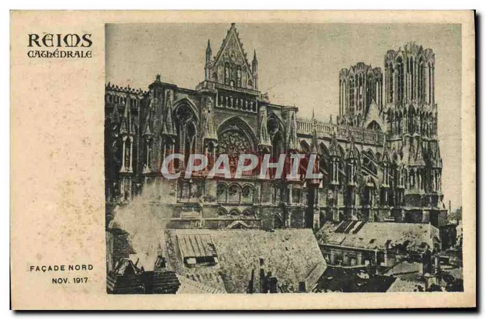 Reims - Catedral - Fachada Norte - Nov. 1917 - Frente