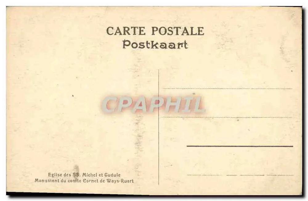 Denkmal für Graf Cornet de Ways-Ruart — Kirche der SS. Michel und Gudule — Verleger unbekannt - Rückseite