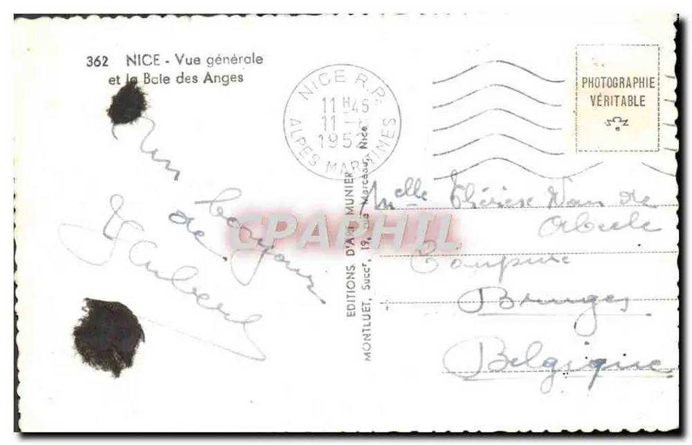 Nice — Ogólny widok i Bcile des Anges — Wydawnictwo D'Art Munier, nr 362 - Rewers