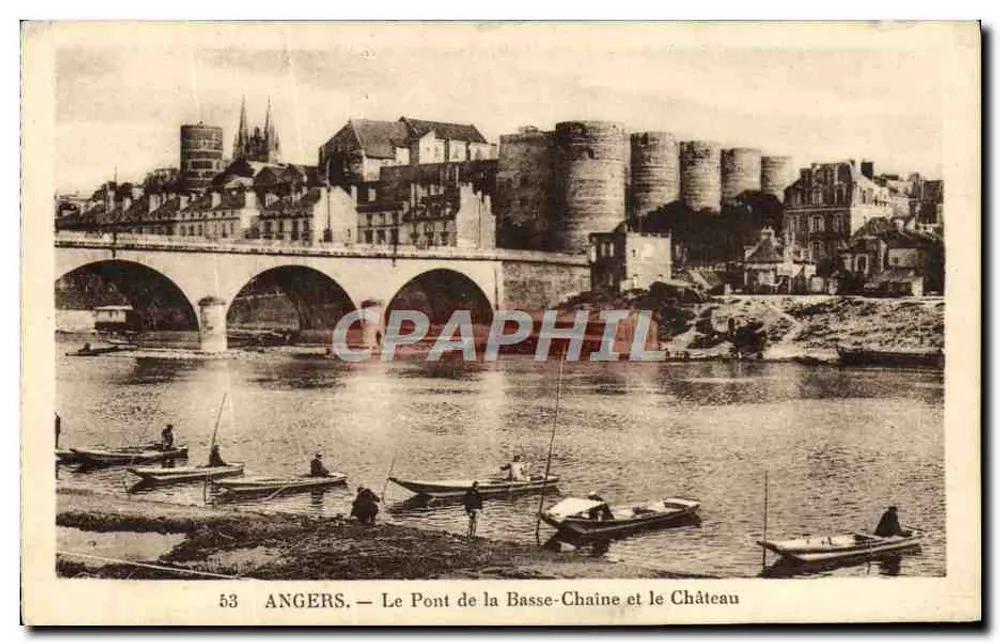 Angers — Die Brücke von Basse-Chaine und das Schloss - Vorderseite