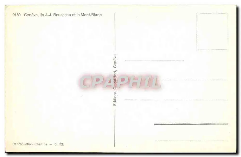 Genf, Île-J.-J. Rousseau und der Mont-Blanc — Ausgabe C. Sartori, Genf - Rückseite