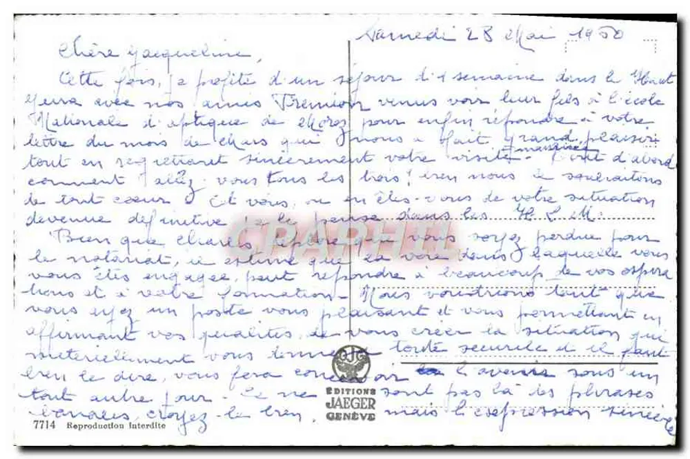 जेनेवा के जेट ऑफ वाटर — एडिशन्स जेगर, संख्या 7714 - पीछे