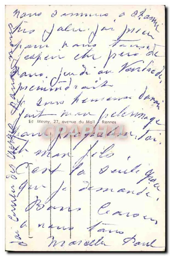 Estátua de Santa Ana de Auray — igreja e inscrição — editor Loret, n° 1426 - Verso