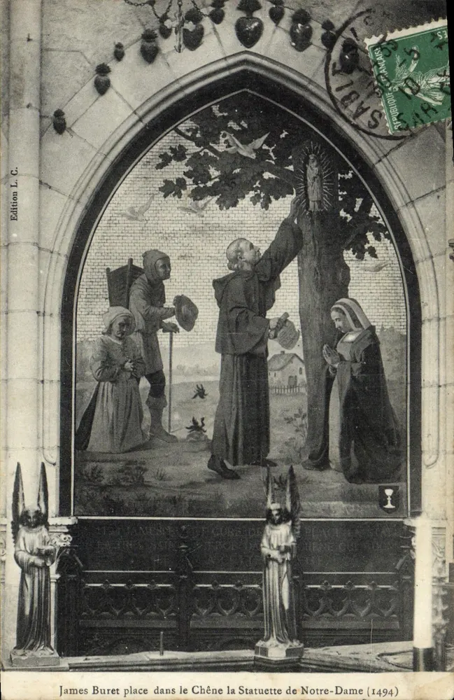 James Buret platziert die Statue der Notre-Dame im Eichenbaum (1494) — Edition L. C. - Vorderseite