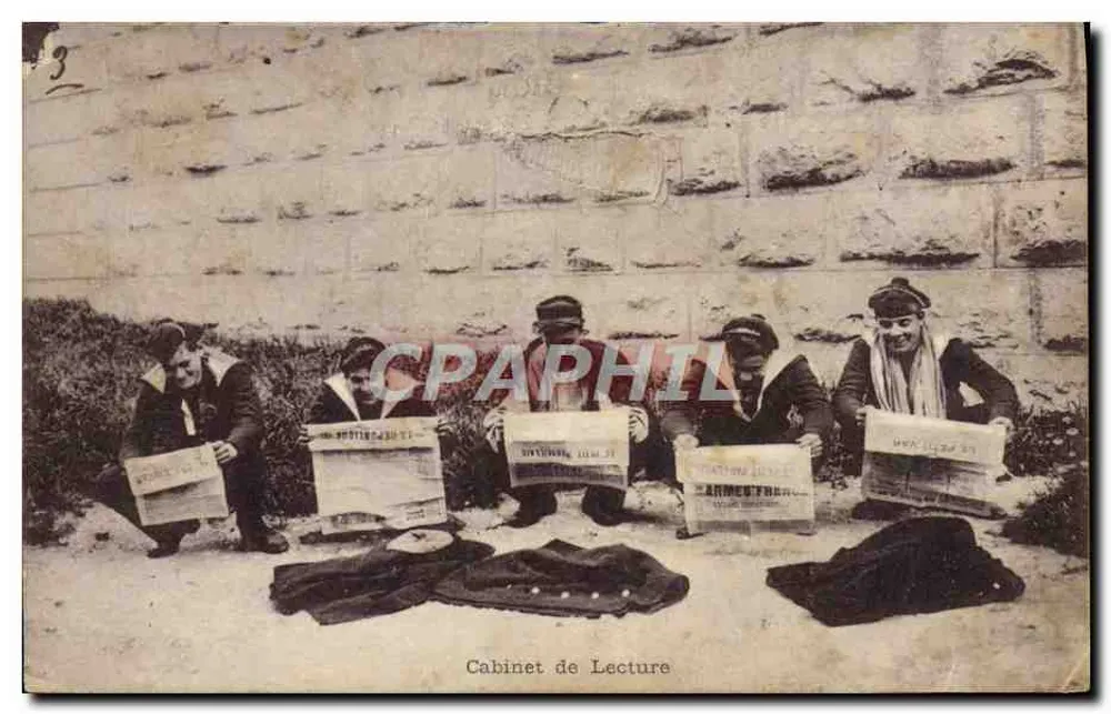 Cabinet de Leitura — Soldados lendo jornais — editor desconhecido - Frente