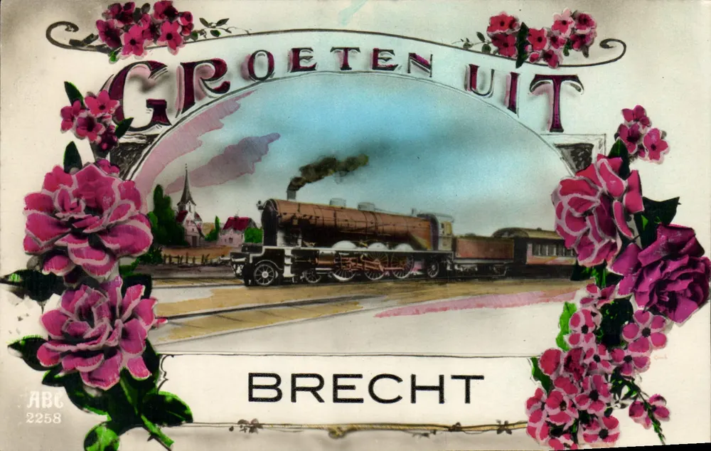 BRECHT — Vista da estação com trem a vapor — ABC 2258 - Frente