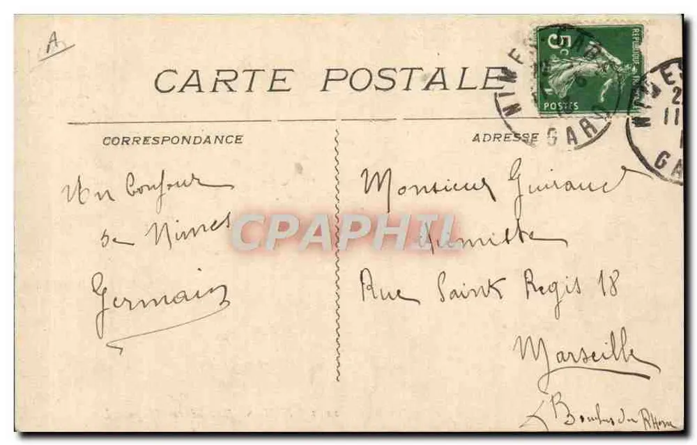 Nîmes - Bd. Victor-Hugo — trem n°27 — editor L. n°3212 - Verso
