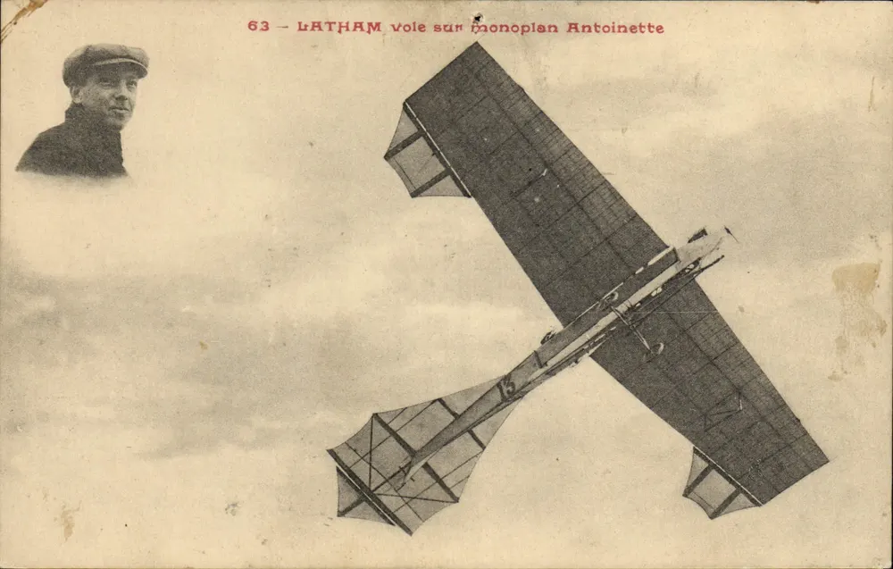 Latham fliegt auf einem Antoinette-Monoplan — Nr. 63 — Verlag nicht sichtbar - Vorderseite