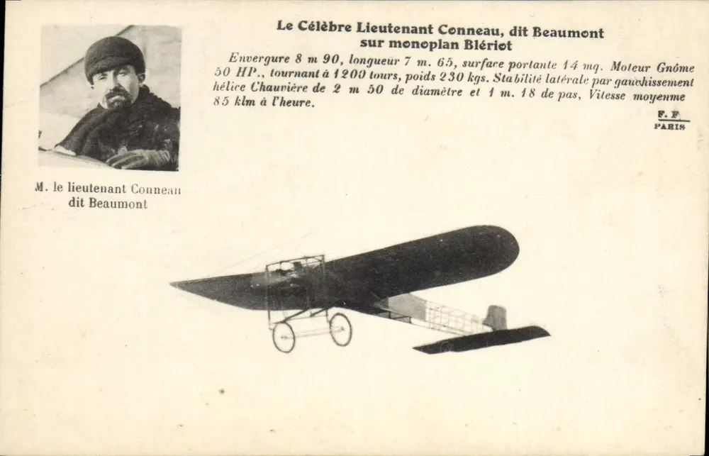 Der berühmte Leutnant Conneau, genannt Beaumont — auf dem Monoplan Blériot — F.P. PARIS - Vorderseite