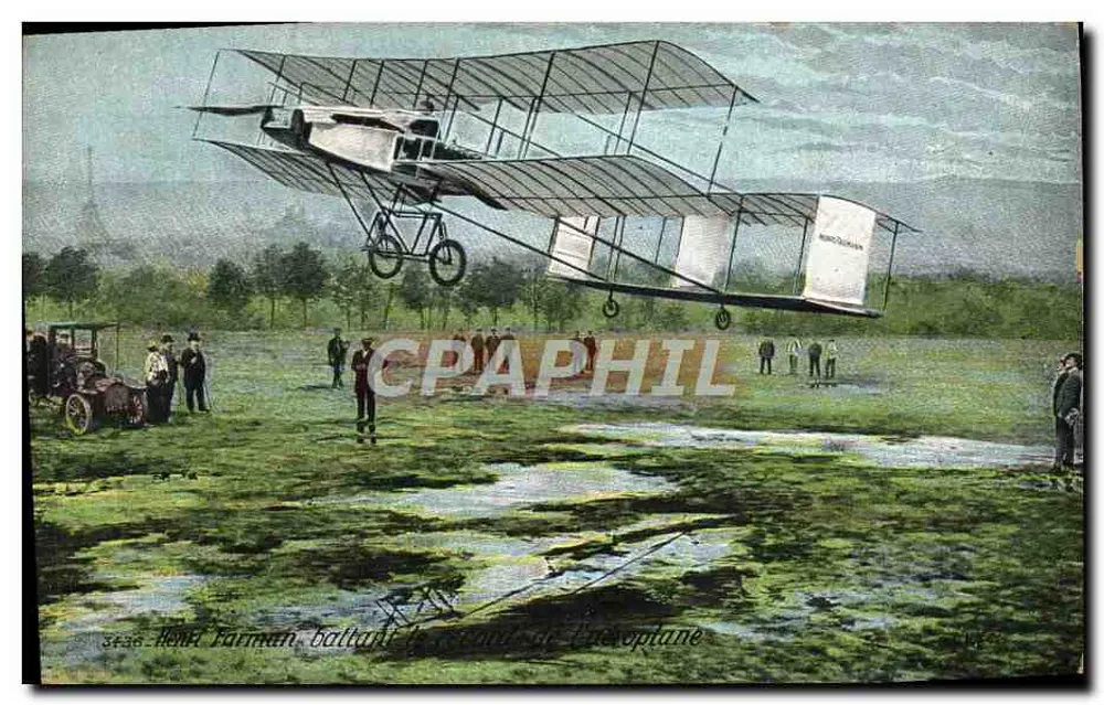 Der Flieger Henri Farman, Testballon des Flugzeugs — Verlag: Chocolat-Louit, Nr. 3438 - Vorderseite