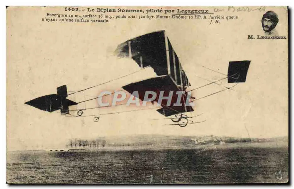 Das Sommer-Flugzeug, geflogen von Legagneux — n° 1402 — J. Hauser, Paris - Vorderseite