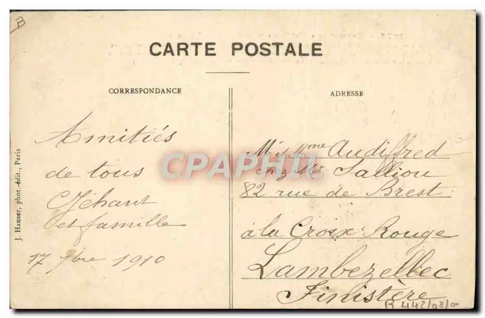Einmannerschiff « Tellier », geflogen von Dubonnet — J. Hauser, Foto-Verlag, Paris — Nr. 1278 - Rückseite