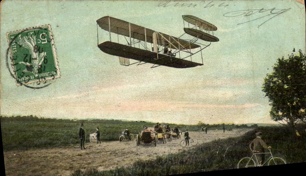 Luftfahrt — Erster Flug eines Doppeldeckerflugzeugs — unbekannter Verlag, Seriennummer nicht sichtbar - Vorderseite