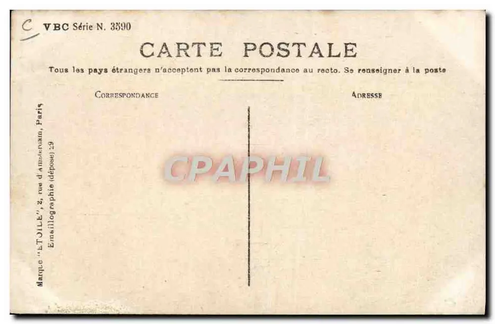 O Avião Santos-Dumont N°19 — Paris — Editor VBC Série N. 3390 - Verso