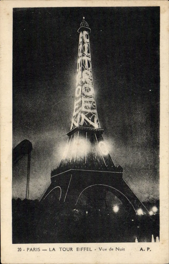 Paris — Eiffelturm — Nachtsicht — A.P. Nr. 20 - Vorderseite