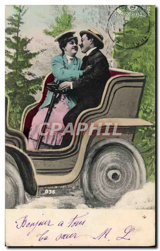 Casal em um carro — editor anônimo, n° 836 - Frente