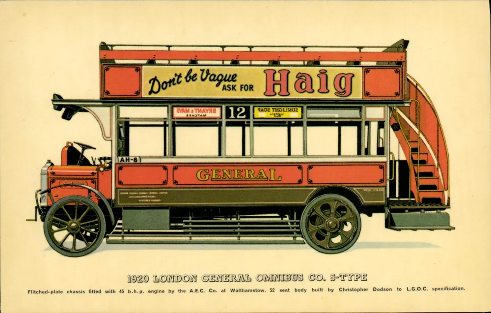 Bus met twee verdiepingen — 1920 London General Omnibus Co. S-Type - Voorkant