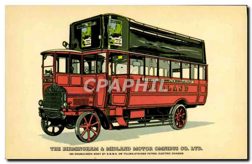 Doppeldeckerbus — Birmingham & Midland Motor Omnibus Co. Ltd. — 1922 — Verlag: Pryor-Persup & Co. Ltd. - Vorderseite