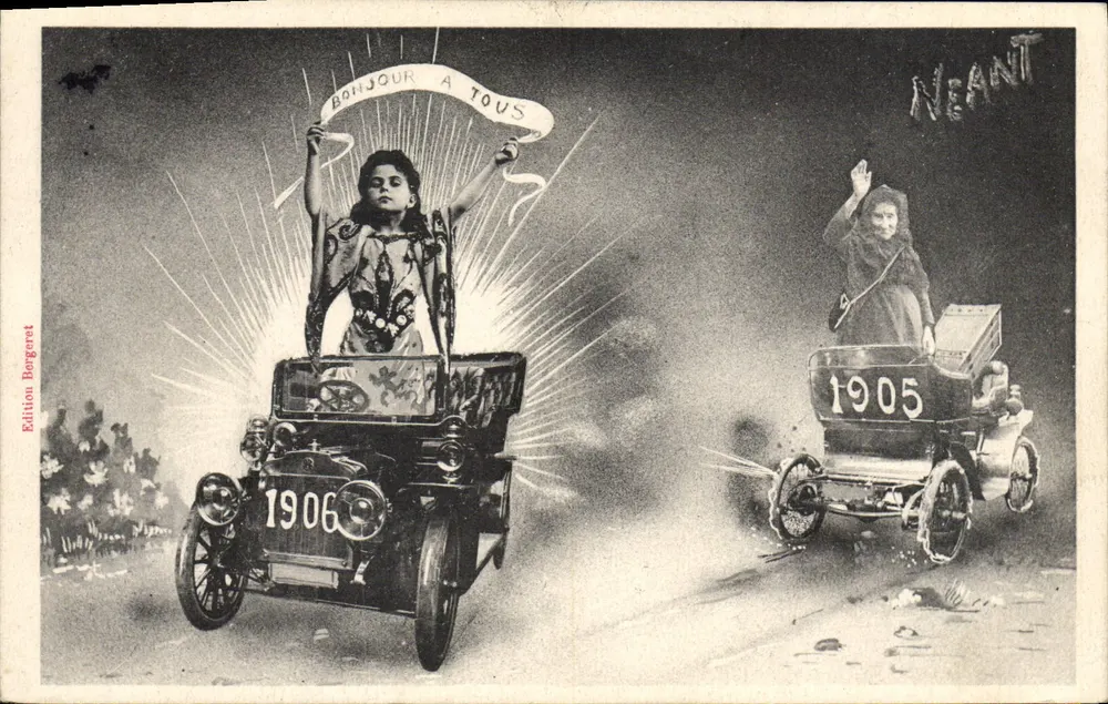 Zwei Autos aus 1905 und 1906 — Edition Bergeret — Néant - Vorderseite