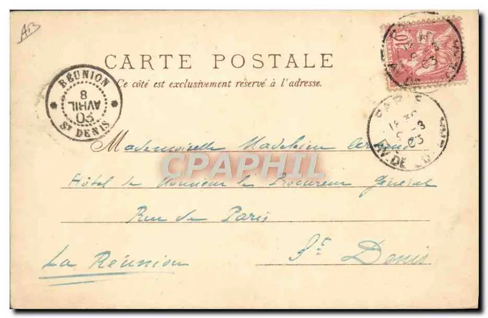 Automobil umgeben von Kühen — Paris, 9. März 1903 — Raphaël & Fils, Serie 174, B. - Rückseite