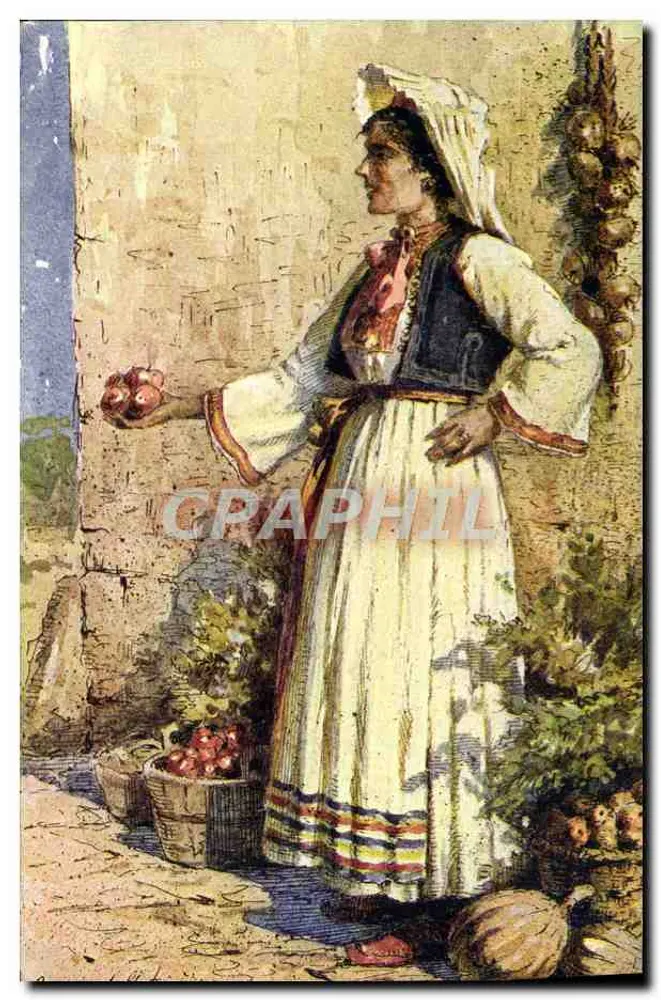 Frau im traditionellen Kleid — Dalmatien — V. Meneghèllo-Dinčić, Serie M. IV-10 - Vorderseite