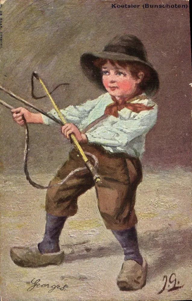 Criança com bastão — Bunschoten — J.G. (J. G. van den Berg) - Frente