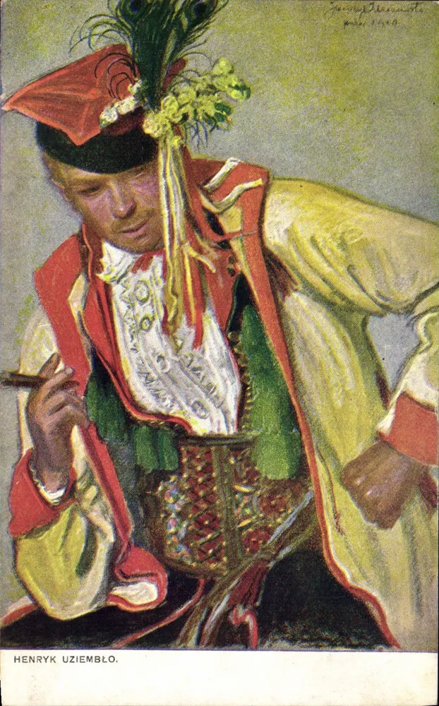 Henryk Uziembło — retrato em traje tradicional — editor J. Czernecki, n° 459 - Frente