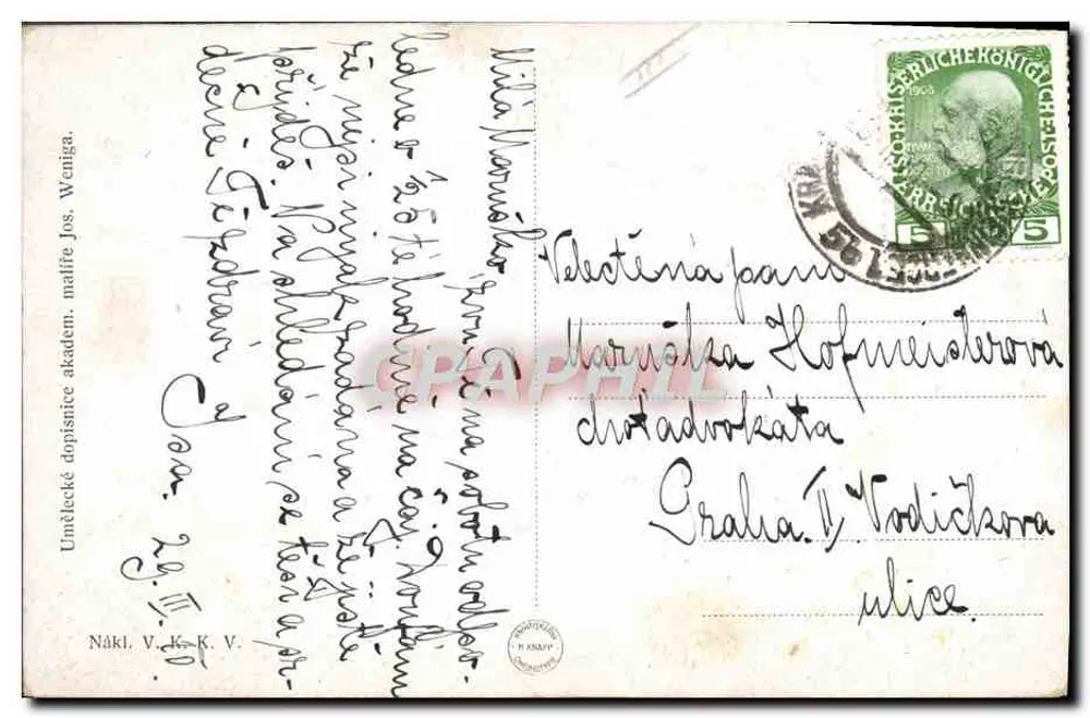 Festa de Páscoa — jovem pastora com ovelhas — editor Nákl. V. K. K. V. - Verso