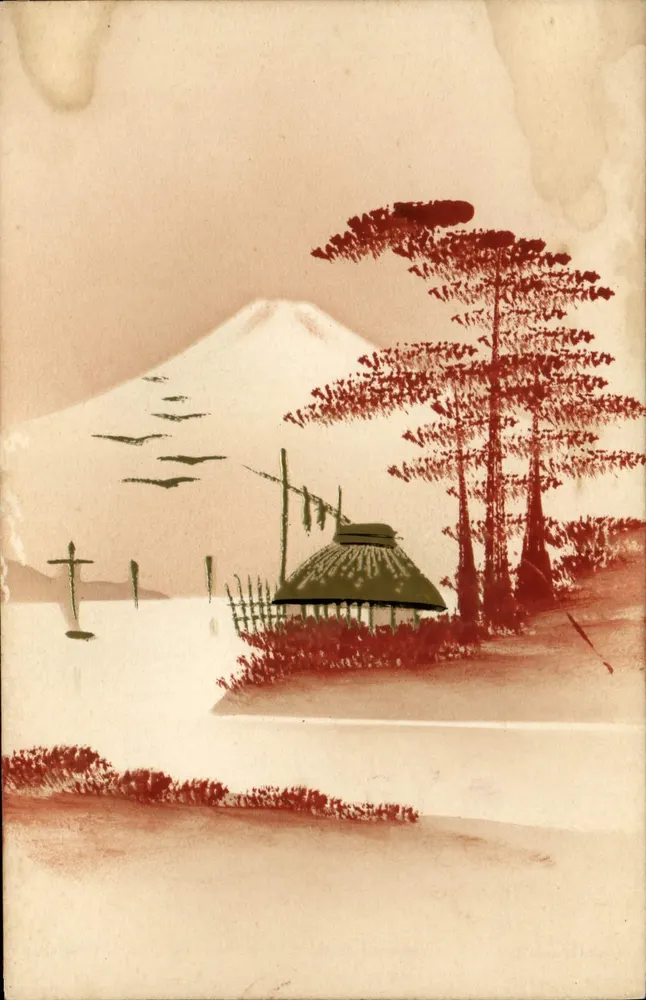 Monte Fuji — paisagem japonesa — editor desconhecido, número de série não visível - Frente