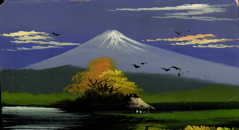 Mount Fuji — Herbstlandschaft mit Hütte — unbekannter Verlag, Seriennummer nicht sichtbar - Vorderseite