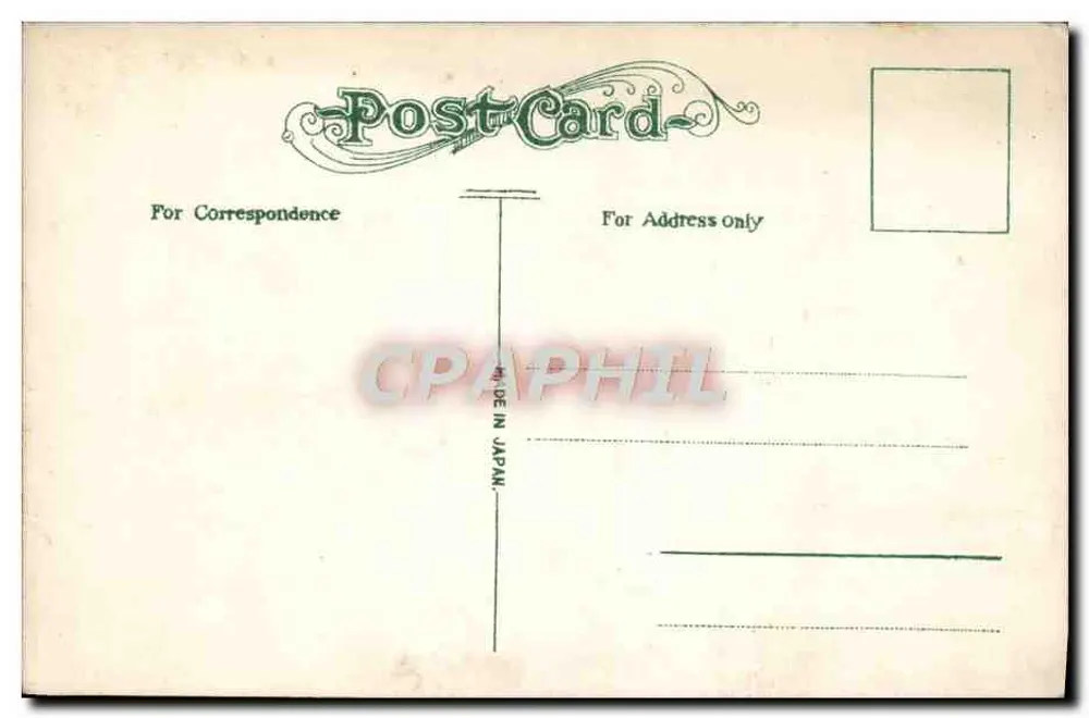 Monte Fuji — vista lacustre com barco e pinheiro — carta postal japonesa - Verso