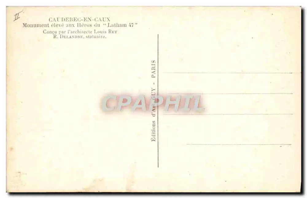 Denkmal für die Helden des "Latham 47" — Caudebec-en-Caux — Éditions d'Art GUY - Paris - Rückseite