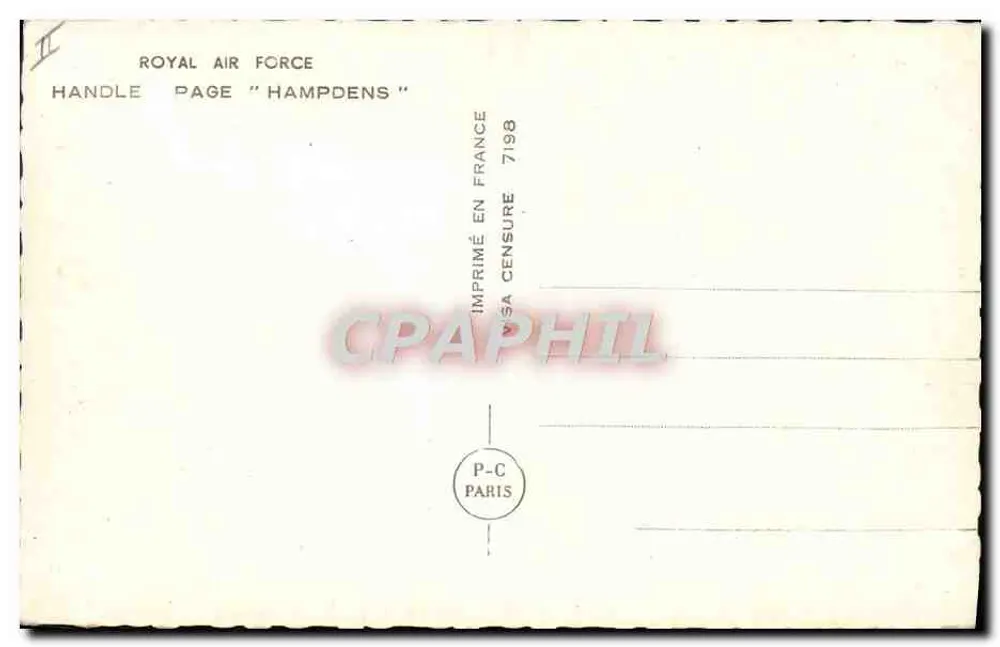 Três aviões militares em formação — Royal Air Force — Impresso na França, série 7198 - Verso
