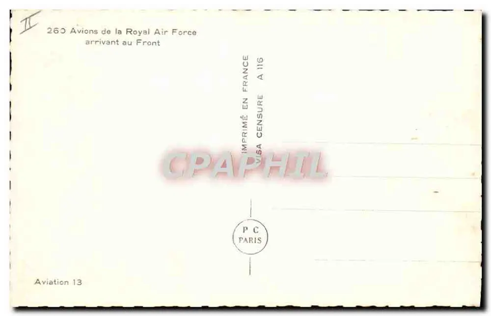 Flugzeuge der Royal Air Force — Ankunft am Front — Aviation 13 - Rückseite