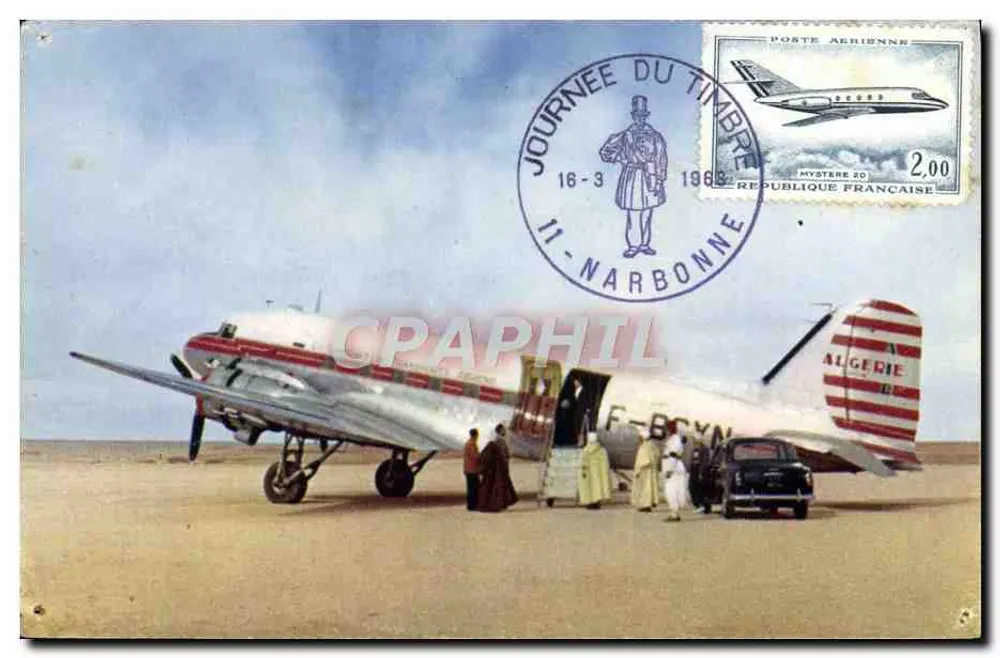 Douglas DC-3 — avion de ligne à l'aéroport d'Algerie — édité par le Comité National de l'Enfance - Vorderseite
