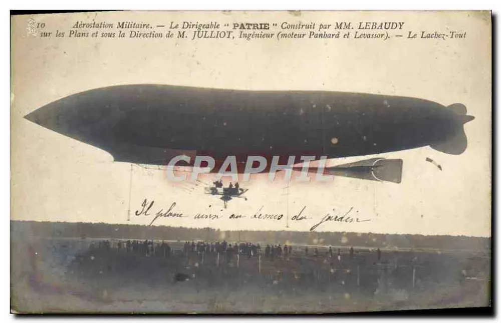 Dirigível militar "Patrie" — Construído pelos senhores Lebaudy, sob direção do senhor Jülliot — Editor não visível - Frente