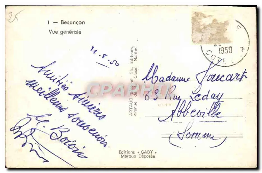 Besançon — Vista geral — Edições GABY - Verso