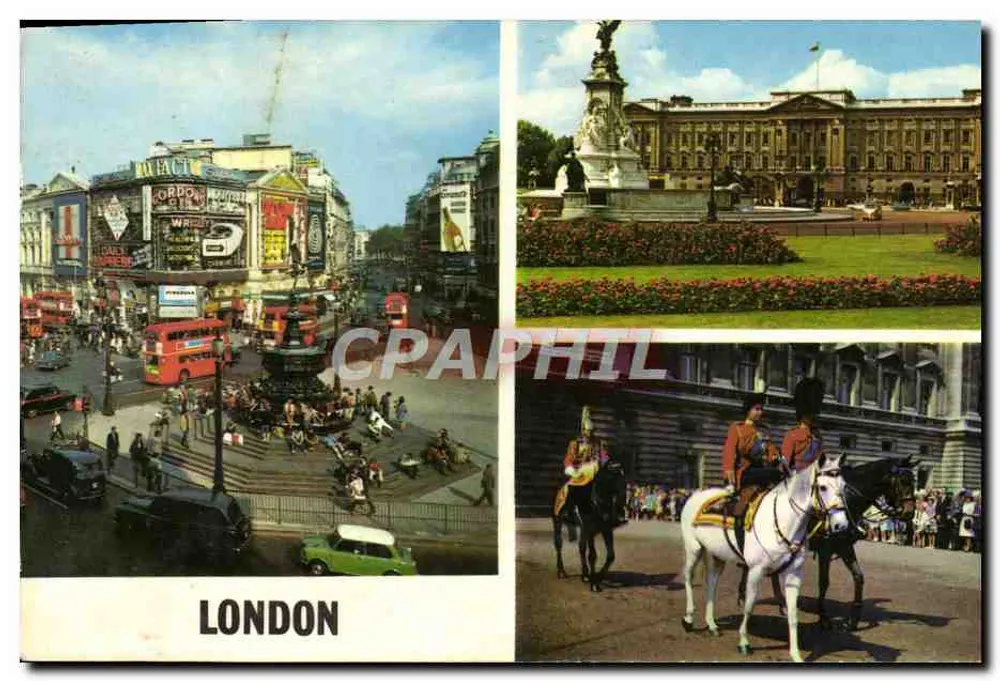 Londres — vista de Piccadilly Circus, Palácio de Buckingham e guarda-costas a cavalo — editor Piccadilly Circus - Frente