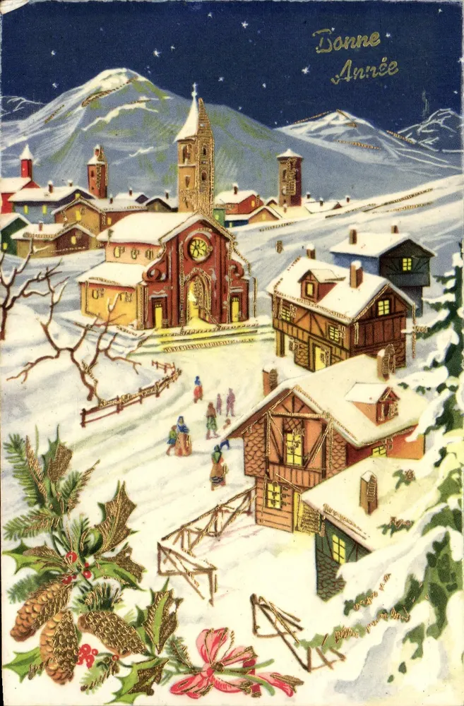 Schneeverdecktes alpine Dorf — WeihnachtsSzene — Verleger Bocamei n°4371 - Vorderseite