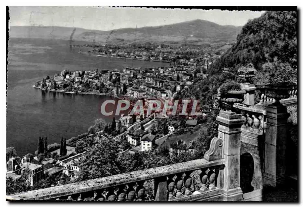 Ausblick von Valmont über Montreux, Vevey und Lausanne — Éd. A. B. - Campione - Vorderseite