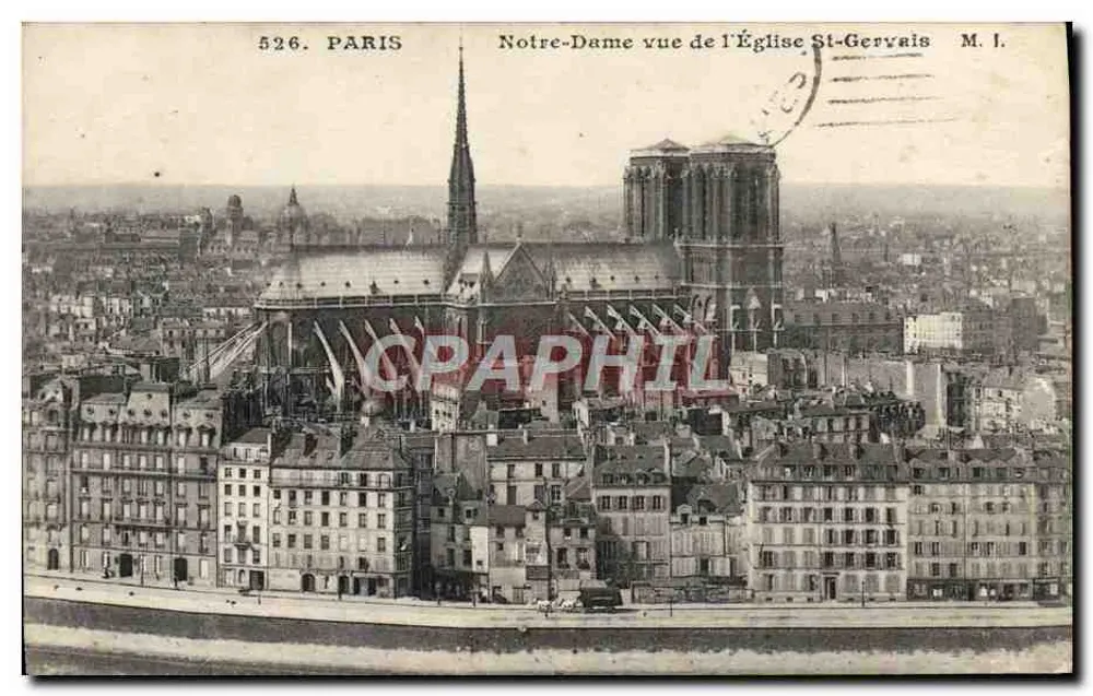 Paris — Notre-Dame aus der Kirche St-Gervais gesehen — M. I. n° 526 - Vorderseite