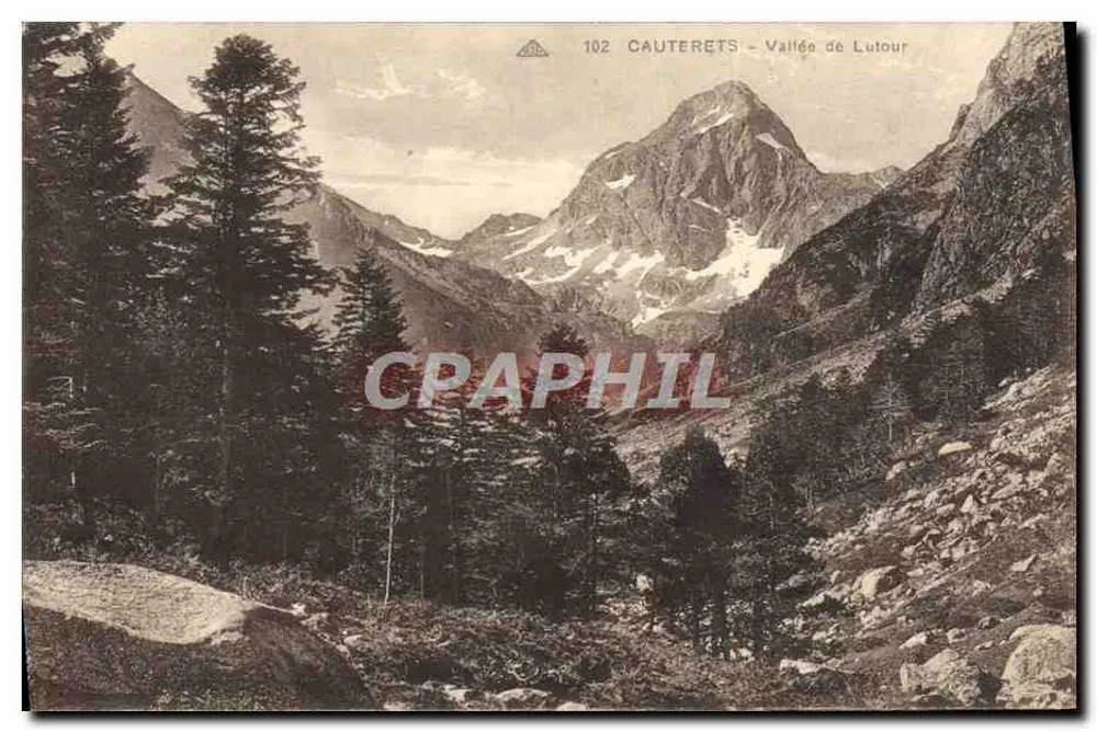 Cauterets - Vale de Lutour — vista montanhosa — editor não identificado, n° 102 - Frente