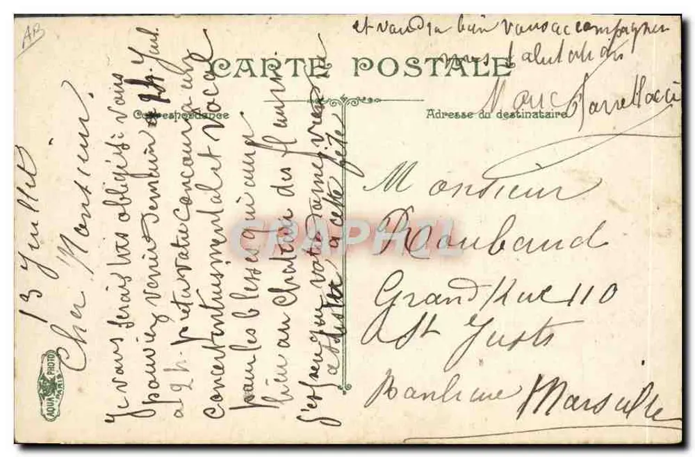 Überquerung der Englischen Kanal — M. Blériot am Steuer, M. Anzani hinter ihm — Thiéry & Vêtements - Rückseite
