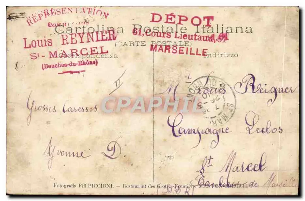 Aviadores em um avião biplano — Nice — Editor desconhecido - Verso
