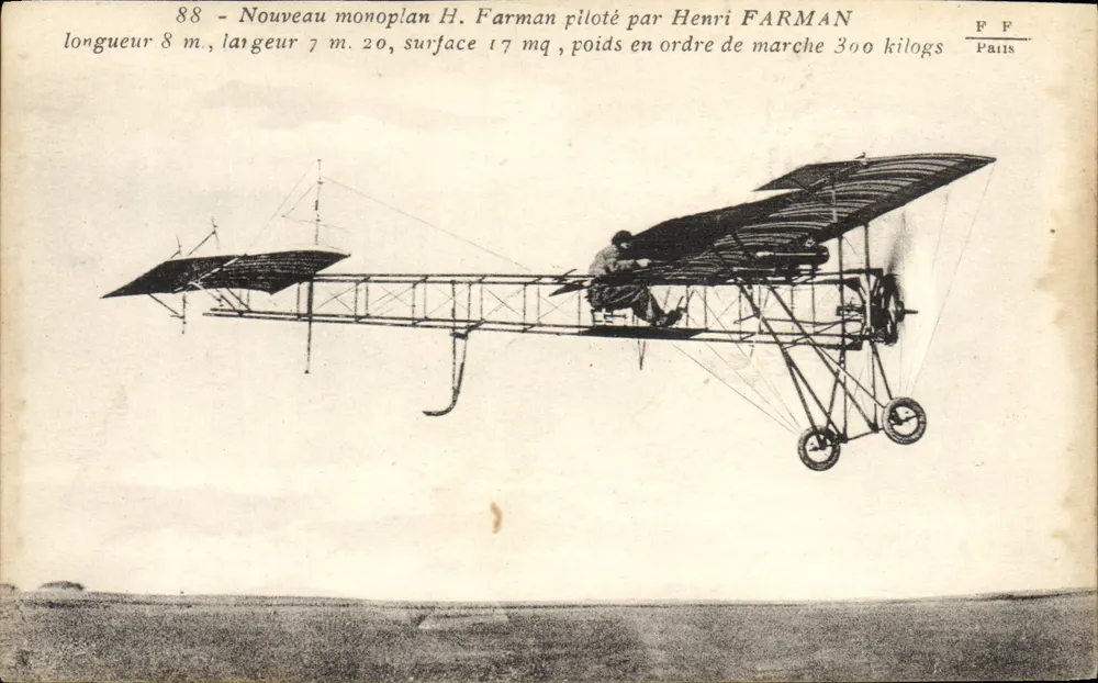 Neuer Monoplan H. Farman, geflogen von Henri FARMAN — Paris, Serie F F n°88 - Vorderseite