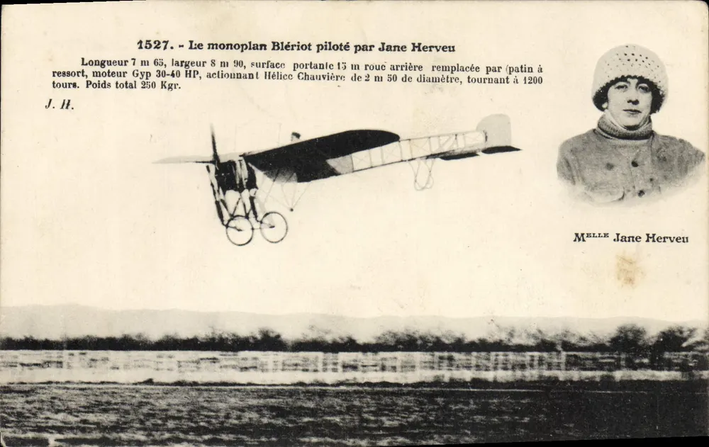 Monoplan Blériot geflogen von Jane Herveu — n° 1527 — J. Hauser, phot.-edit. - Vorderseite