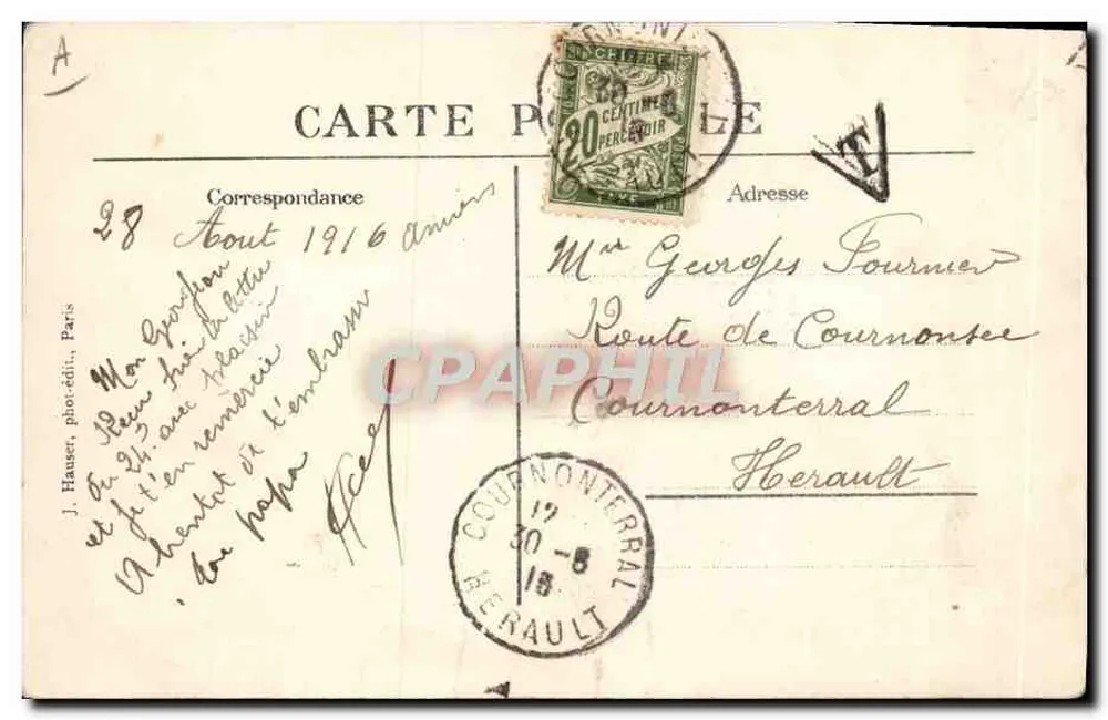 Monoplan Blériot geflogen von Jane Herveu — n° 1527 — J. Hauser, phot.-edit. - Rückseite